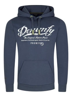 DENIMFY Kapuzenpullover Herren Hoodie DFArno Regular Fit Longsleeve Sweatshirt Blau/Dunkelblau