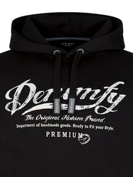 DENIMFY Kapuzenpullover Herren Hoodie DFArno Regular Fit Longsleeve Sweatshirt Schwarz/Grau/Braun