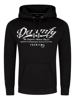 DENIMFY Kapuzenpullover Herren Hoodie DFArno Regular Fit Longsleeve Sweatshirt Schwarz/Grau/Braun