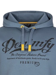 DENIMFY Kapuzenpullover Herren Hoodie DFArno Regular Fit Longsleeve Sweatshirt Blau/Grau