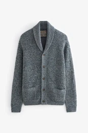Strickjacke Gedrehte Strickjacke mit Schalkragen (1-tlg)
