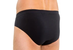 HERMKO Herren Slip 8300 Schwarz/Dunkelblau/Braun