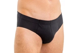 HERMKO Herren Slip 8300 Schwarz/Dunkelblau/Braun
