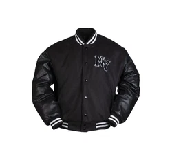 Mil-Tec Herren Collegejacke NY BASEBALL JACKE M.PATCH schwarz