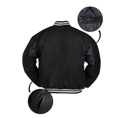 Mil-Tec Herren Collegejacke NY BASEBALL JACKE M.PATCH schwarz