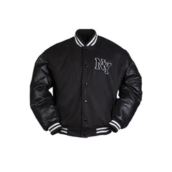 Mil-Tec Herren Collegejacke NY BASEBALL JACKE M.PATCH schwarz