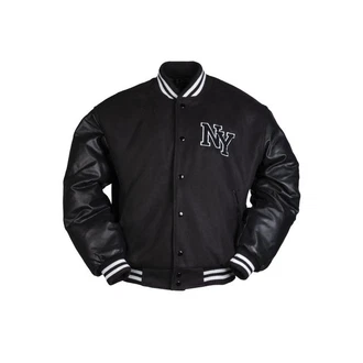 Mil-Tec Herren Collegejacke NY BASEBALL JACKE M.PATCH schwarz