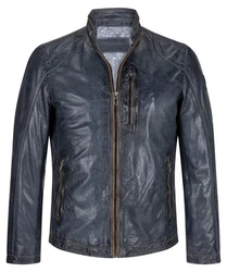 Milestone Lederjacke MS-Edward Dunkelblau/Grau/Dunkelgrau/Blau