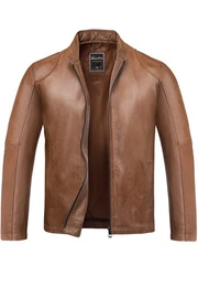 Lederjacke OKEMOS Lederjacke Echtleder Herren Biker Zipper Jacke