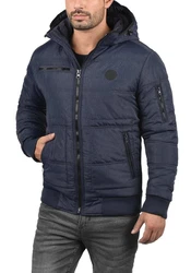 Blend Boris Herren Winterjacke Steppjacke mit Kapuze und Stehkragen (74655) Dunkelblau/Blau