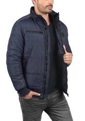 Blend Boris Herren Winterjacke Steppjacke mit Kapuze und Stehkragen (74655) Dunkelblau/Blau