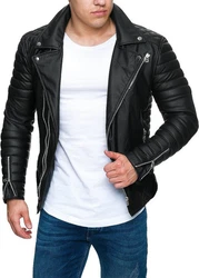 Reichstadt Lederjacke Herren RS001 schwarz/silber (RS001)