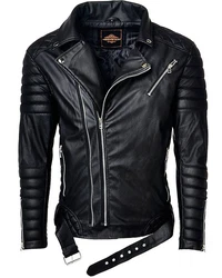 Reichstadt Lederjacke Herren RS001 schwarz/silber (RS001)