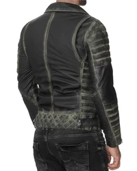 Reichstadt Lederjacke Herren RS001 Grün/Silber (RS001)