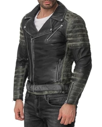 Reichstadt Lederjacke Herren RS001 Grün/Silber (RS001)