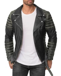 Reichstadt Lederjacke Herren RS001 Grün/Silber (RS001)