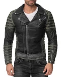Reichstadt Lederjacke Herren RS001 Grün/Silber (RS001)
