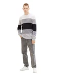TOM TAILOR Denim Strickpullover STRUCTURED COLORBLOCK grau/schwarz/weiß