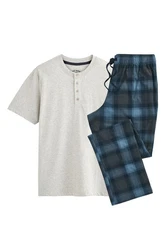 Next Pyjama Motionflex Schlafanzug (2 tlg) Grau/Blau/Hellblau