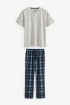 Next Pyjama Motionflex Schlafanzug (2 tlg) Grau/Blau/Hellblau