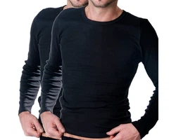 HERMKO Unterziehshirt 3640 Herren Langarmshirt Schwarz