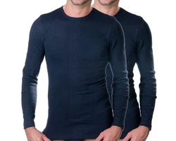 HERMKO Unterziehshirt 3640 Herren Langarmshirt Dunkelblau