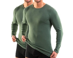 HERMKO Unterziehshirt 3640 Herren Langarmshirt Dunkelgrün/Grün