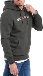 JACK & JONES Herren Hoodie mit Kapuze mit Logo Dunkelgrün/Dunkelgrau/Grün