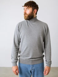 HONEST BASICS Rollkragenpullover Grau/Hellgrau