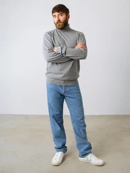 HONEST BASICS Rollkragenpullover Grau/Hellgrau