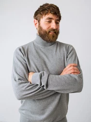 HONEST BASICS Rollkragenpullover Grau/Hellgrau