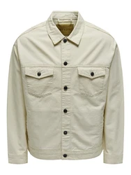 ONLY & SONS Langarmhemd Hemd Jacke Basic Übergangs Shaket mit Taschen ONSEND Beige