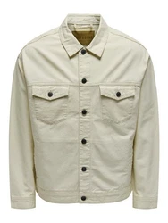 ONLY & SONS Langarmhemd Hemd Jacke Basic Übergangs Shaket mit Taschen ONSEND Beige