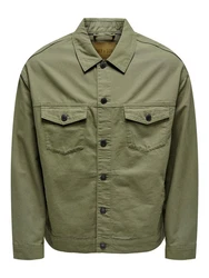 ONLY & SONS Langarmhemd Hemd Jacke Basic Übergangs Shaket mit Taschen ONSEND Olive