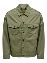 ONLY & SONS Langarmhemd Hemd Jacke Basic Übergangs Shaket mit Taschen ONSEND Olive