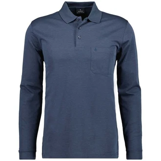 RAGMAN Langarm-Poloshirt Blau/Dunkelblau/Hellblau