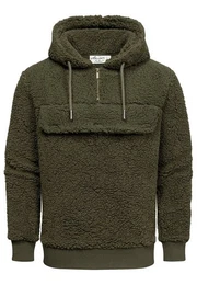 Kapuzenpullover RUXTON Windbreaker mit Teddyfell Herren Teddy Sweatjacke Plsch Hoodie Pullover Windbreaker