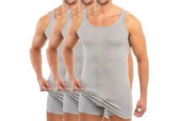 HERMKO Unterhemd 3007 3er Pack Grau/Beige