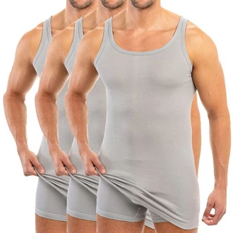 HERMKO Unterhemd 3007 3er Pack Grau/Beige
