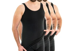 HERMKO Unterhemd 3007 3er Pack Schwarz