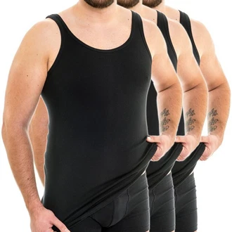 HERMKO Unterhemd 3007 3er Pack Schwarz
