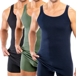 Unterhemd 3007 3er Pack extralanges Herren Unterhemd (10 cm) 100% Bio-Baumwolle