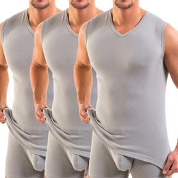 Achseltop 3050 3er Pack Herren Muskelshirt V-Ausschnitt aus 100% Bio-Baumwolle