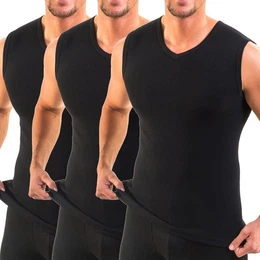 Achseltop 3050 3er Pack Herren Muskelshirt V-Ausschnitt aus 100% Bio-Baumwolle