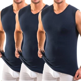 Achseltop 3050 3er Pack Herren Muskelshirt V-Ausschnitt aus 100% Bio-Baumwolle