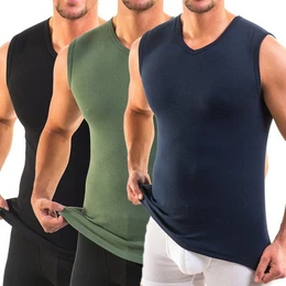 Achseltop 3050 3er Pack Herren Muskelshirt V-Ausschnitt aus 100% Bio-Baumwolle