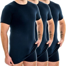 Unterziehshirt 3847 3er Pack Herren extralanges kurzarm Shirt aus 100% Bio-Baumwolle