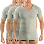 HERMKO Unterziehshirt 3er Pack V-Neck Business Shirt (4880) Khaki/Hellgrün/Dunkelgrün/Beige