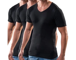 HERMKO Unterziehshirt 3er Pack V-Neck Business Shirt (4880) 4880