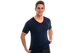 HERMKO Unterziehshirt 4880 Herren V-Ausschnitt Business Unterhemd Dunkelblau